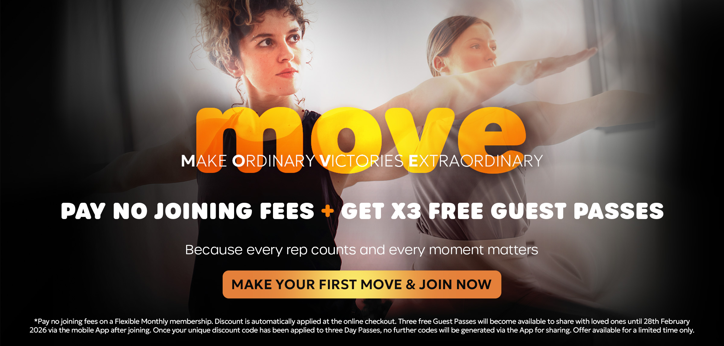 PAY NO JOINING FEES  + GET X3 FREE GUEST PASSES. Because every rep counts and every moment matters.